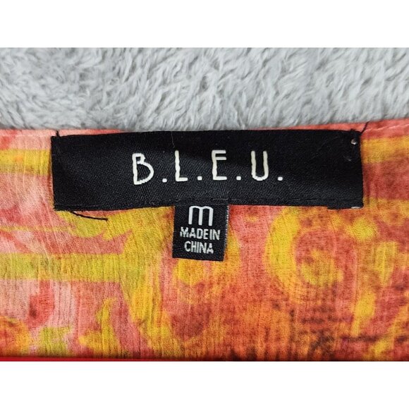 BLEU Shirt Womens Medium Multicolor Paisley Beaded Boho Long Sleeve Tunic Blouse - Picture 3 of 11